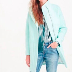 Women's J.CREW Mint Green Wool Blend Cocoon Coat Size 10